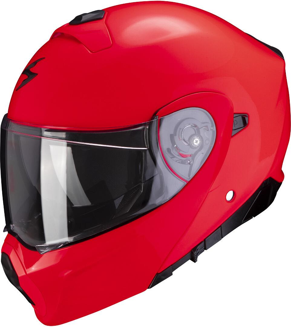 Casco Moto Modulare Omologato P J Scorpion EXO 930 SOLID neon red fluo alta  visibilità