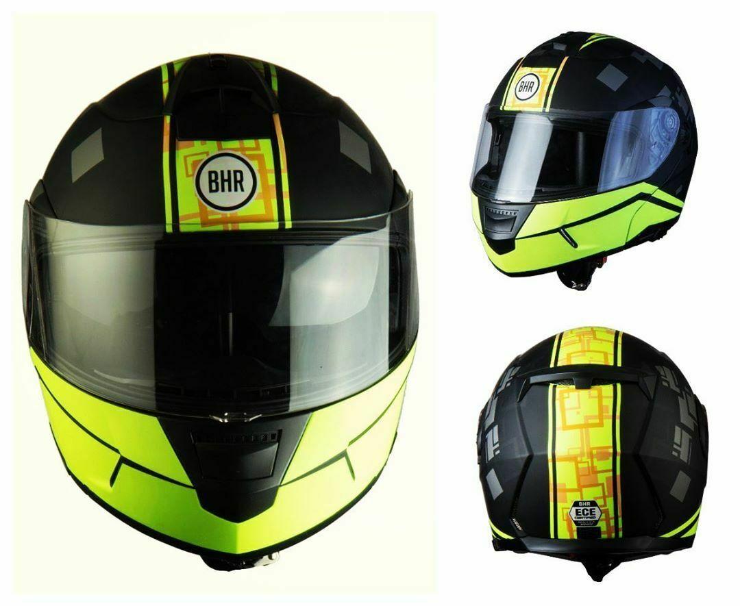 S Nero//Giallo BHR Helmets 805 POWER Casco Moto Unisex Adulto